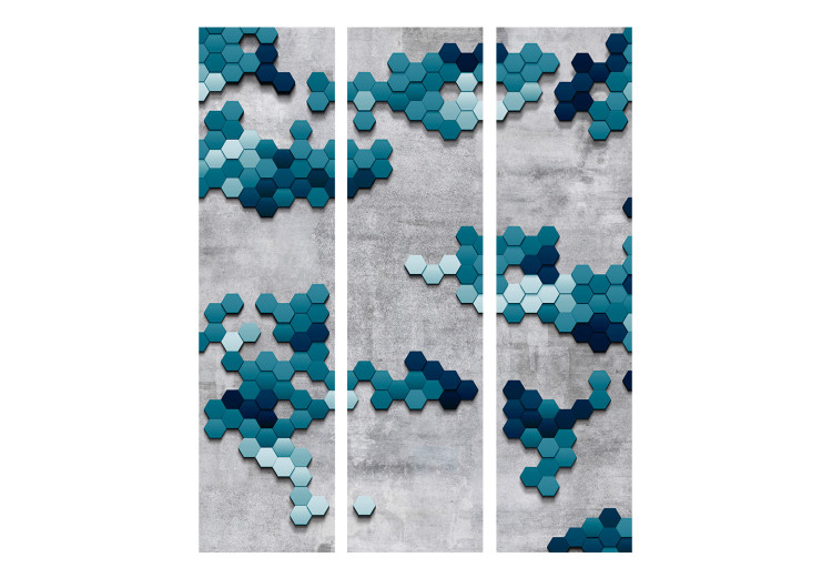 Room Divider Screen Sea Puzzle (3-piece) - geometric shapes on concrete 132588 additionalImage 3
