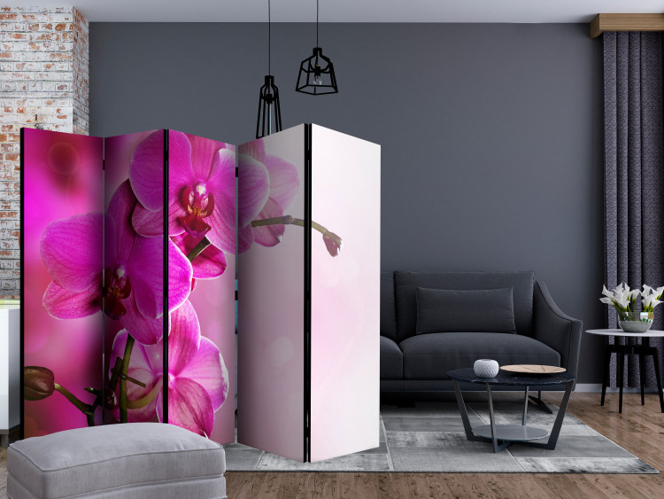 Room Separator Pink Orchid II (5-piece) - blooming flowers on a light pink background 132788 additionalImage 4