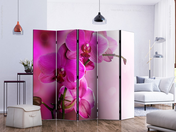 Room Separator Pink Orchid II (5-piece) - blooming flowers on a light pink background 132788 additionalImage 2