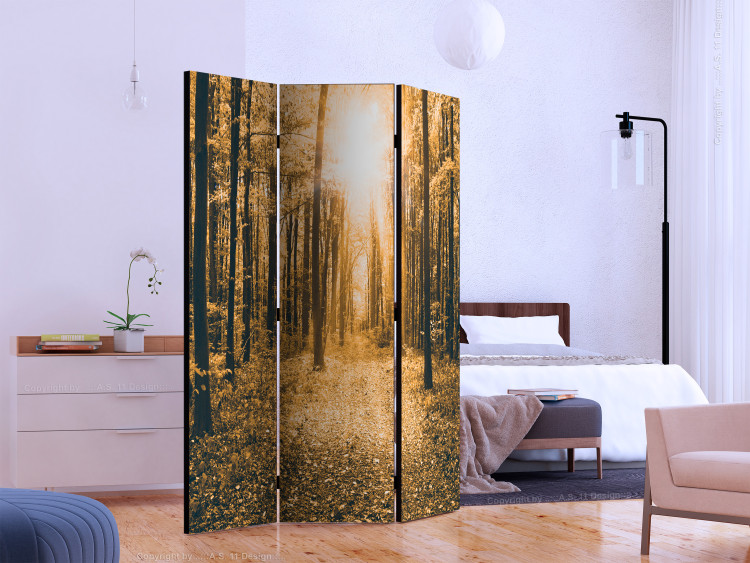 Room Separator Magical Light (3-piece) - autumn landscape among forest trees 132888 additionalImage 2