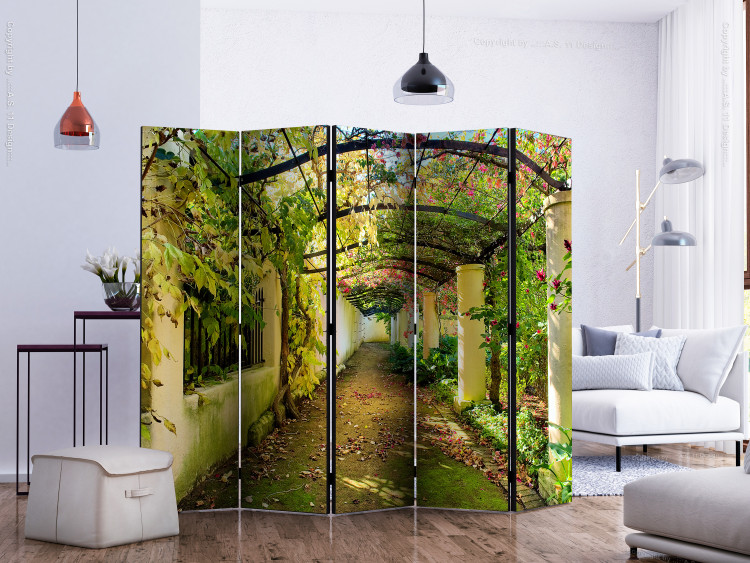 Room Divider Pergola II (5-piece) - path among green plants and architecture 133088 additionalImage 2