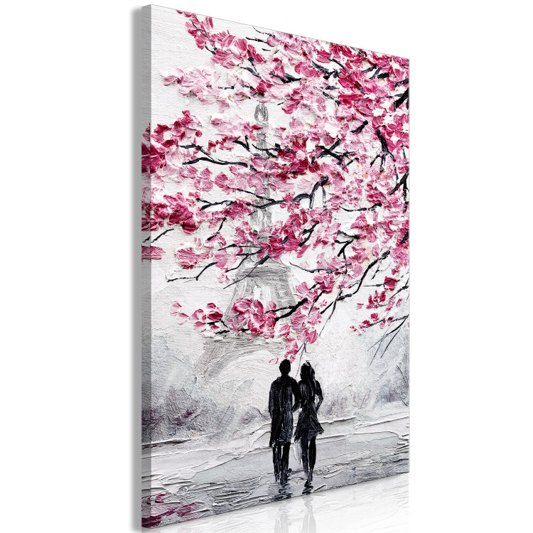 Canvas Art Print April in Paris (1-piece) Vertical - couple with Eiffel Tower background 135088 additionalImage 2