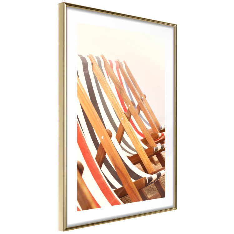 Wall Poster Sunny Bathing - summer composition with colorful beach loungers 135888 additionalImage 2