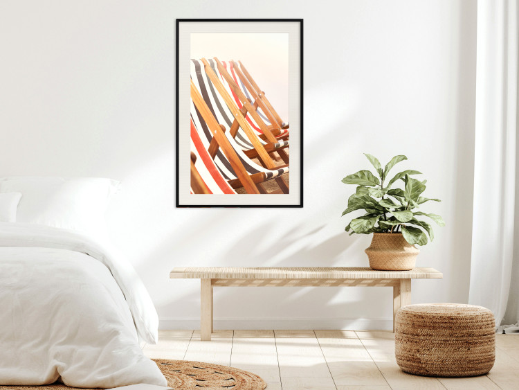 Wall Poster Sunny Bathing - summer composition with colorful beach loungers 135888 additionalImage 24