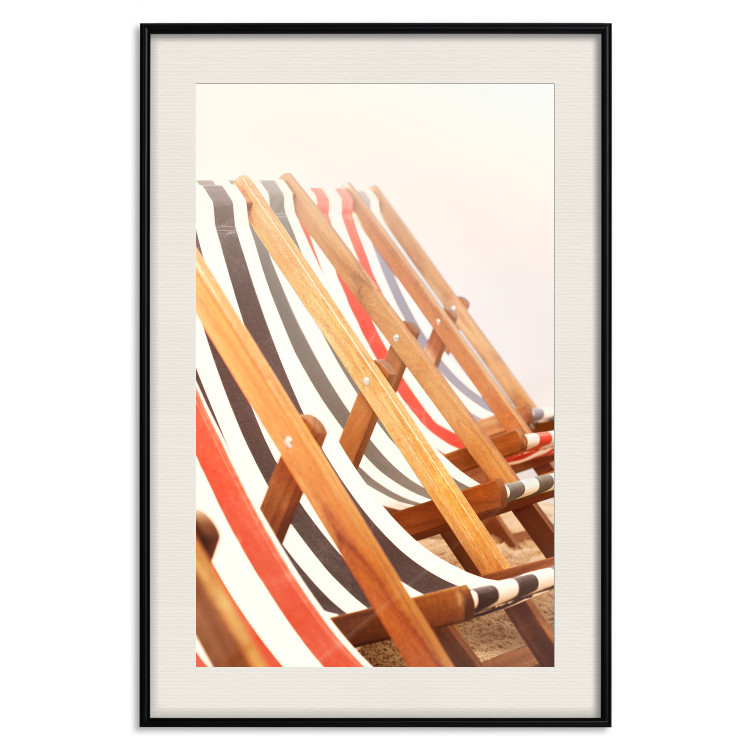 Wall Poster Sunny Bathing - summer composition with colorful beach loungers 135888 additionalImage 19