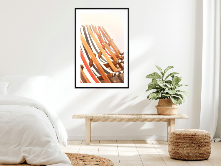Wall Poster Sunny Bathing - summer composition with colorful beach loungers 135888 additionalImage 22