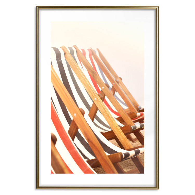 Wall Poster Sunny Bathing - summer composition with colorful beach loungers 135888 additionalImage 15