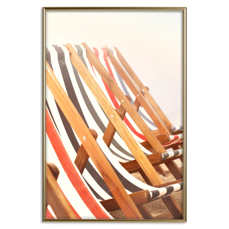 Wall Poster Sunny Bathing - summer composition with colorful beach loungers 135888 additionalImage 14