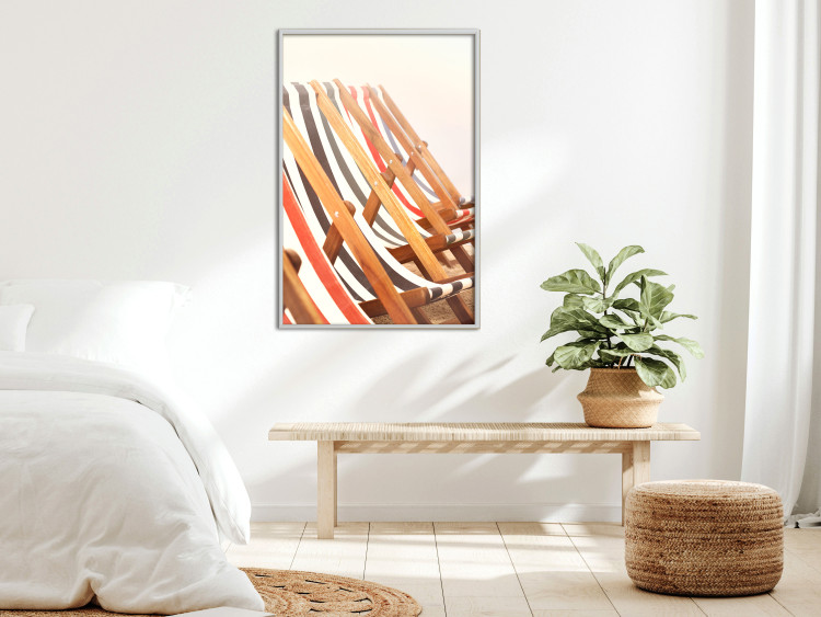 Wall Poster Sunny Bathing - summer composition with colorful beach loungers 135888 additionalImage 12