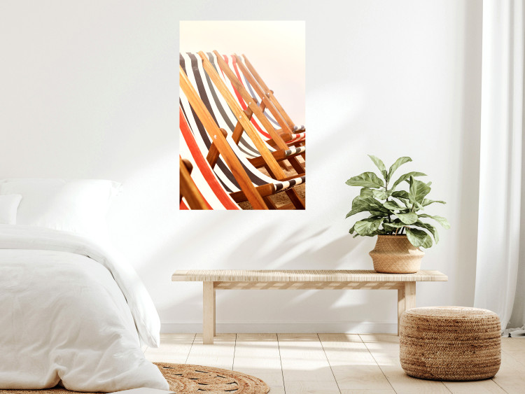 Wall Poster Sunny Bathing - summer composition with colorful beach loungers 135888 additionalImage 13