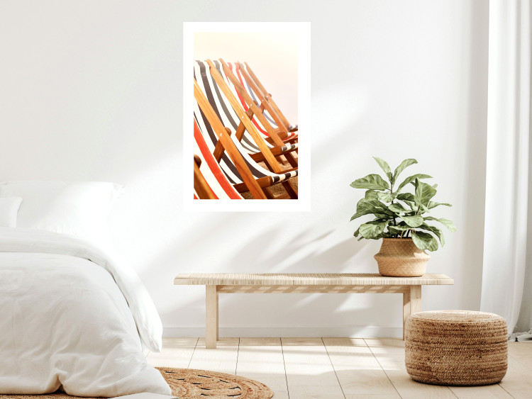 Wall Poster Sunny Bathing - summer composition with colorful beach loungers 135888 additionalImage 14
