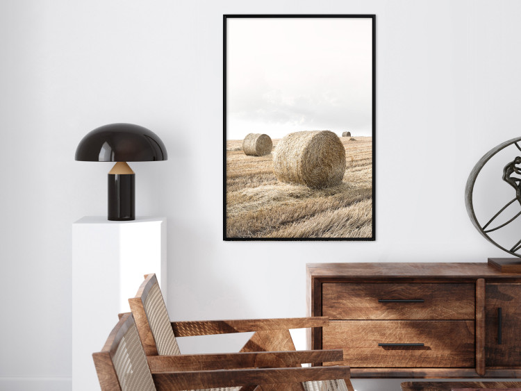 Poster Haystack - rural landscape overlooking brown fields during harvest 137688 additionalImage 20