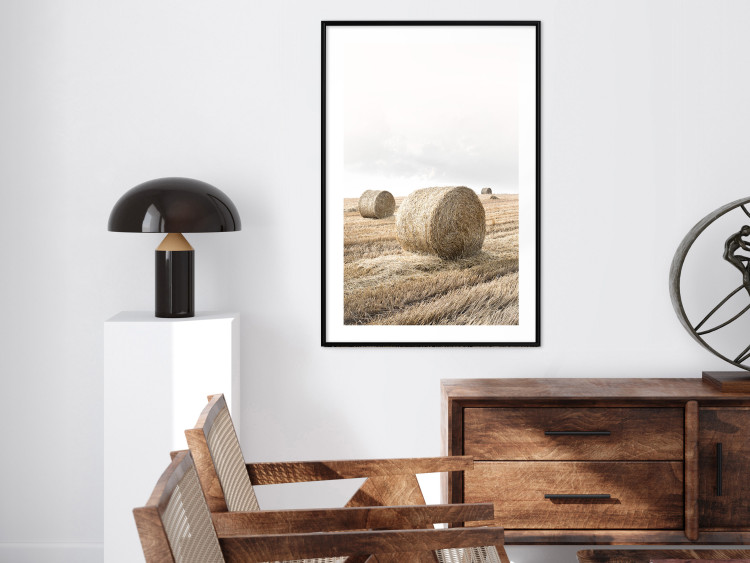 Poster Haystack - rural landscape overlooking brown fields during harvest 137688 additionalImage 27