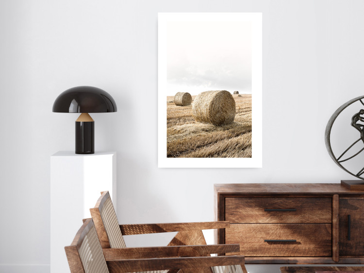 Poster Haystack - rural landscape overlooking brown fields during harvest 137688 additionalImage 23