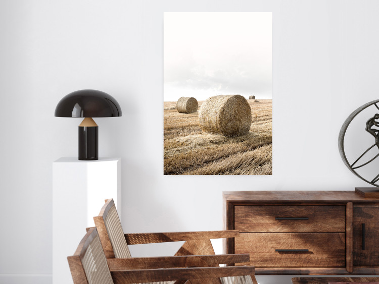 Poster Haystack - rural landscape overlooking brown fields during harvest 137688 additionalImage 17