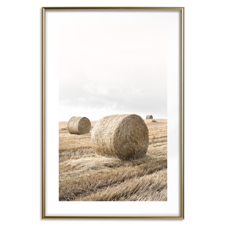 Poster Haystack - rural landscape overlooking brown fields during harvest 137688 additionalImage 13