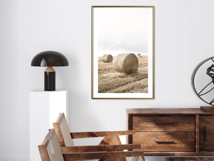 Poster Haystack - rural landscape overlooking brown fields during harvest 137688 additionalImage 19