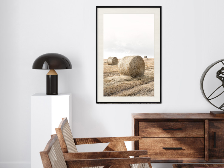 Poster Haystack - rural landscape overlooking brown fields during harvest 137688 additionalImage 25