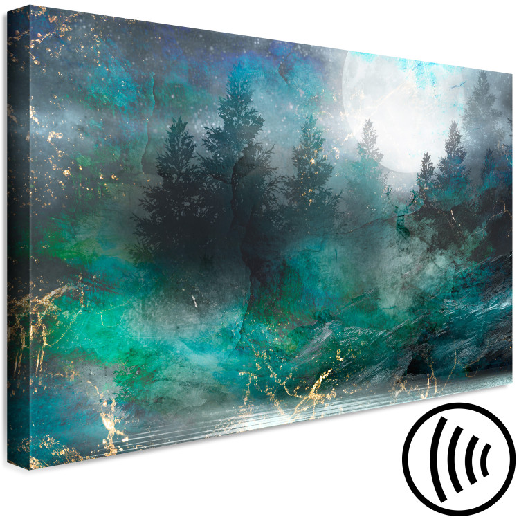Canvas Print Turquoise Fullness (1-piece) Wide - coniferous forest against the moon 138188 additionalImage 6