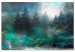 Canvas Print Turquoise Fullness (1-piece) Wide - coniferous forest against the moon 138188