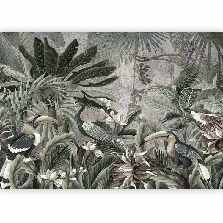 Wall Mural Animals in the jungle - exotic birds among a floral landscape 138588 additionalImage 1