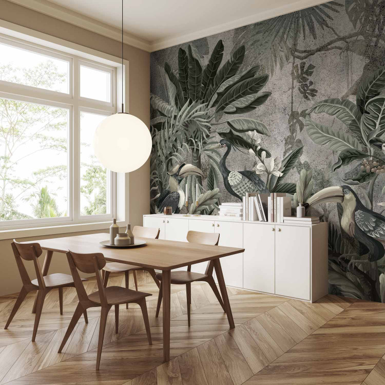 Wall Mural Animals in the jungle - exotic birds among a floral landscape 138588 additionalImage 7