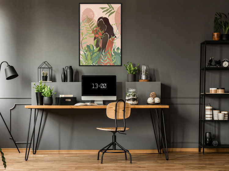 Wall Poster Woman in Green - black woman among plants on an abstract background 138888 additionalImage 12