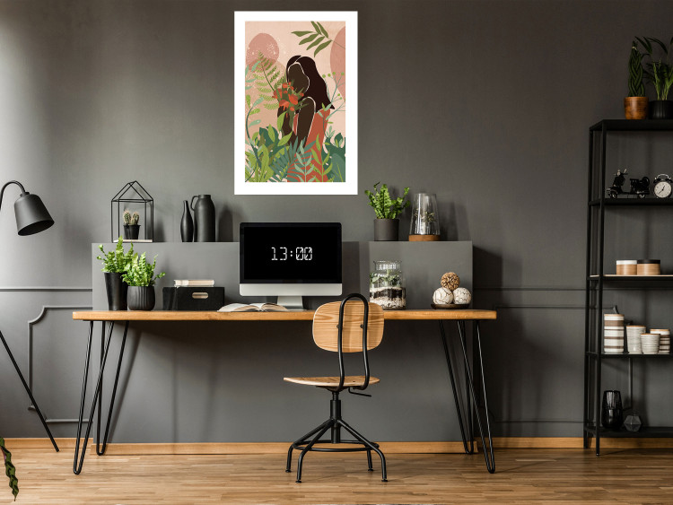 Wall Poster Woman in Green - black woman among plants on an abstract background 138888 additionalImage 8