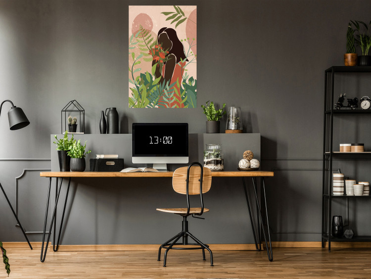 Wall Poster Woman in Green - black woman among plants on an abstract background 138888 additionalImage 6