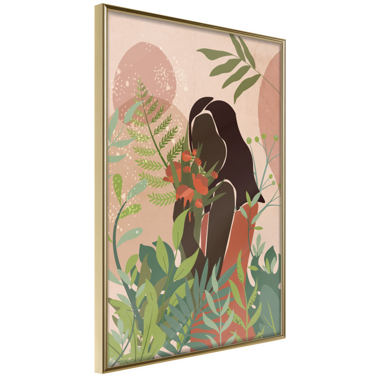 Wall Poster Woman in Green - black woman among plants on an abstract background 138888 additionalImage 5