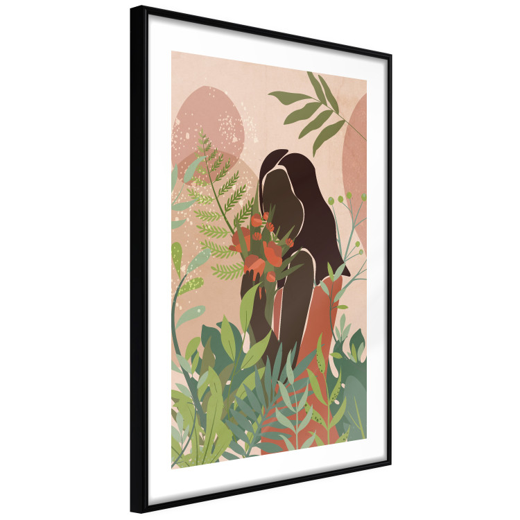Wall Poster Woman in Green - black woman among plants on an abstract background 138888 additionalImage 9