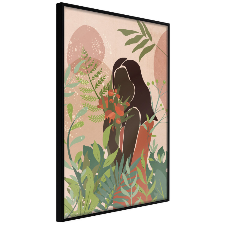 Wall Poster Woman in Green - black woman among plants on an abstract background 138888 additionalImage 11