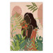Wall Poster Woman in Green - black woman among plants on an abstract background 138888