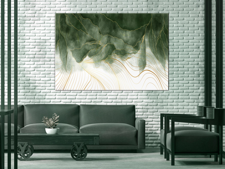 Canvas Print In My Dream (1-piece) Wide - elegant abstraction with greenery 142788 additionalImage 3