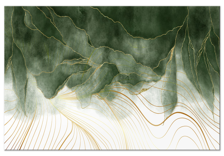 Canvas Print In My Dream (1-piece) Wide - elegant abstraction with greenery 142788