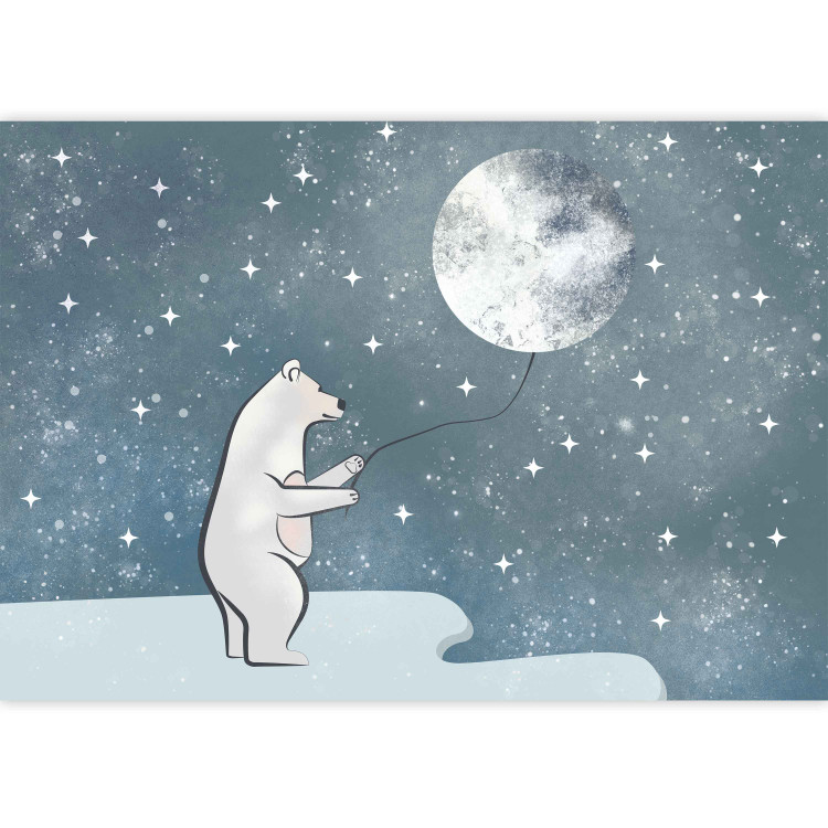 Wall Mural Fairy tale fantasy - white teddy bear holding a moon balloon for children 142988 additionalImage 3