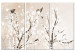 Canvas Print Trees and Birds (3-piece) - blooming white flowers on branches 144588