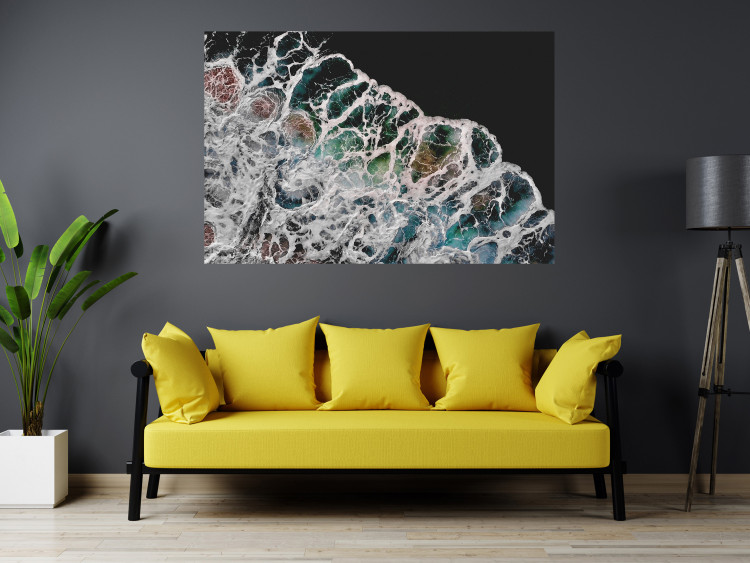 Wall Poster Water Abstraction - Foaming Color Wave on a Black Shore Background 145188 additionalImage 12