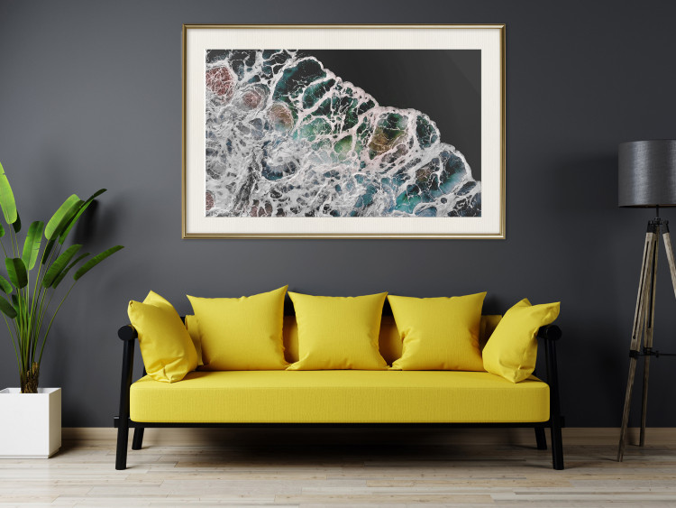 Wall Poster Water Abstraction - Foaming Color Wave on a Black Shore Background 145188 additionalImage 18