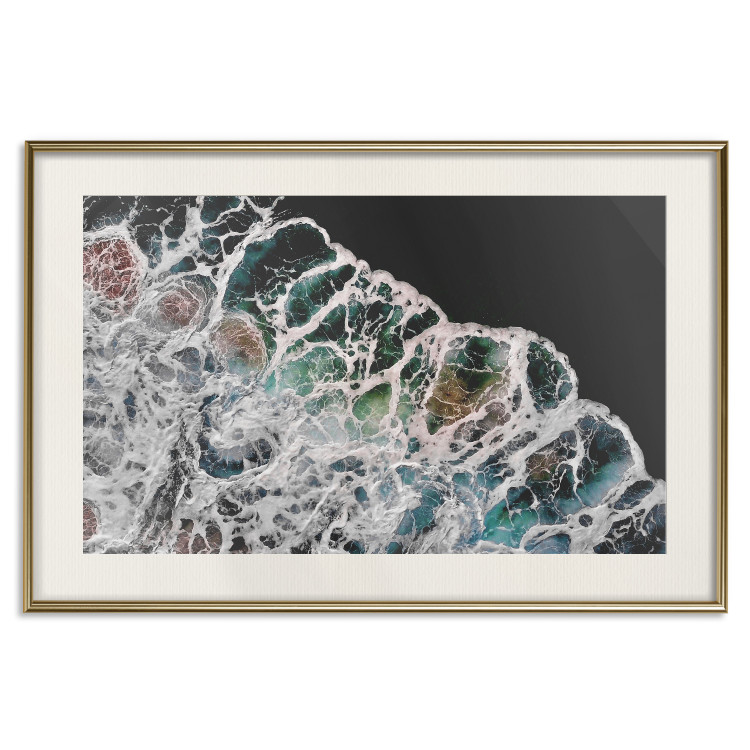 Wall Poster Water Abstraction - Foaming Color Wave on a Black Shore Background 145188 additionalImage 27
