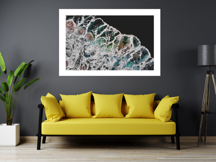 Wall Poster Water Abstraction - Foaming Color Wave on a Black Shore Background 145188 additionalImage 14