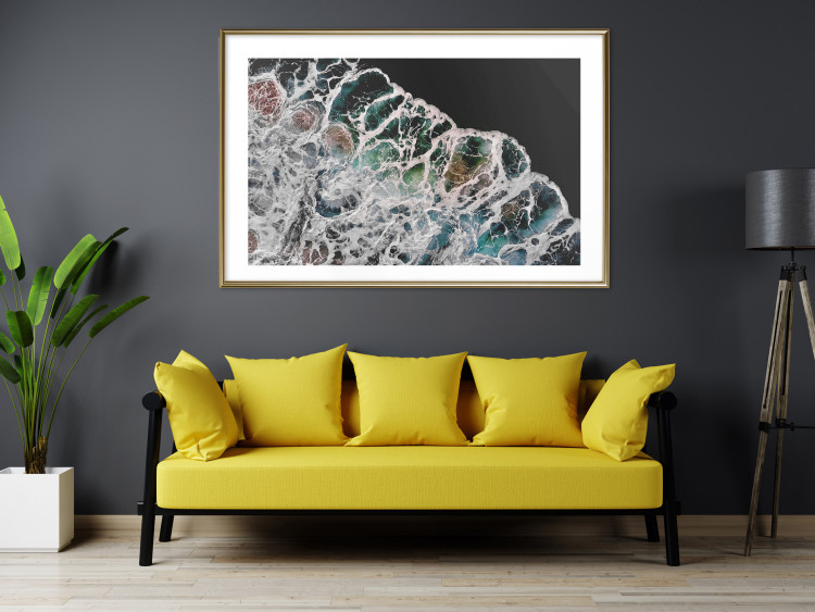 Wall Poster Water Abstraction - Foaming Color Wave on a Black Shore Background 145188 additionalImage 17
