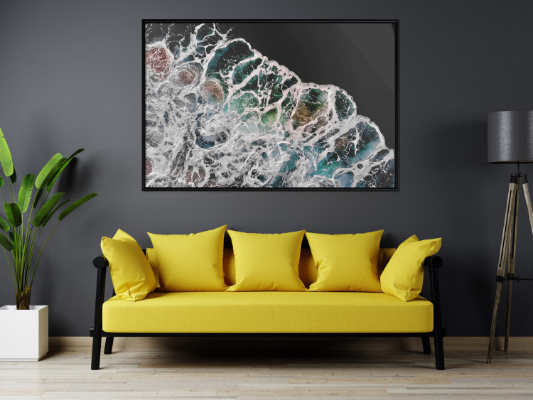 Wall Poster Water Abstraction - Foaming Color Wave on a Black Shore Background 145188 additionalImage 11