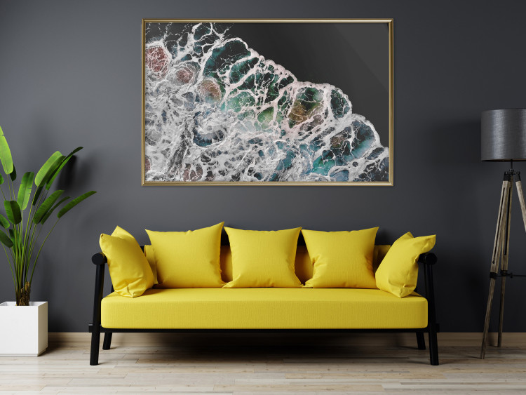 Wall Poster Water Abstraction - Foaming Color Wave on a Black Shore Background 145188 additionalImage 13