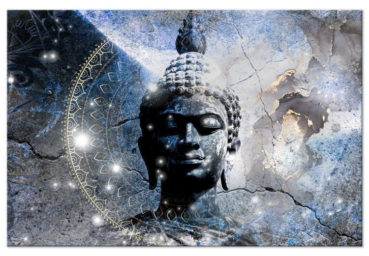 Canvas Enlightened Buddha - Statue in a Blue Tone with a Mandala 146488