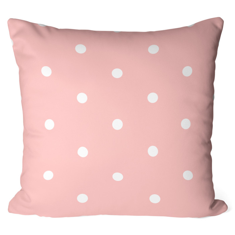 Decorative Microfiber Pillow White peas - composition with geometric motif on a pink background cushions 146988