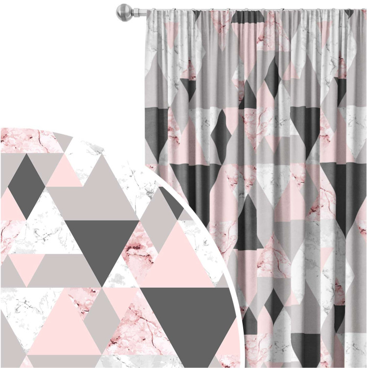 Decorative Curtain Powdery triangles - geometric, minimalist motif in shades of pink 147188