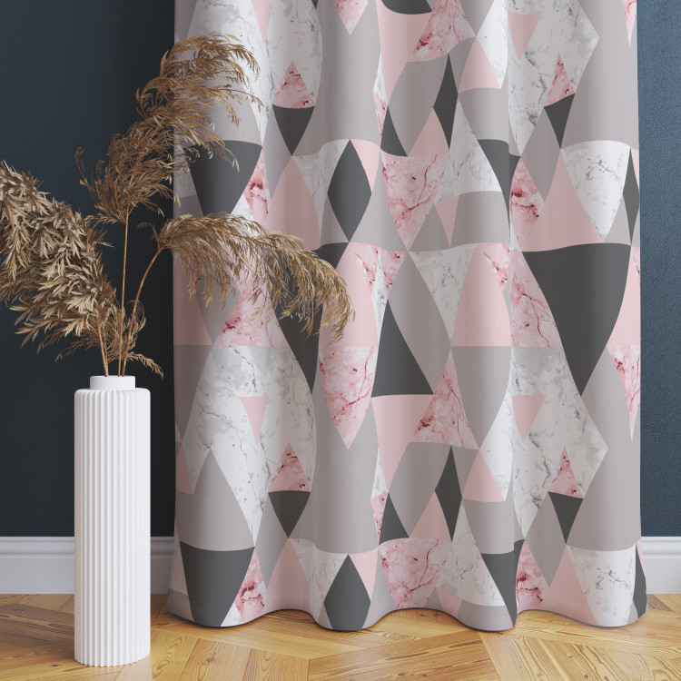 Decorative Curtain Powdery triangles - geometric, minimalist motif in shades of pink 147188 additionalImage 4