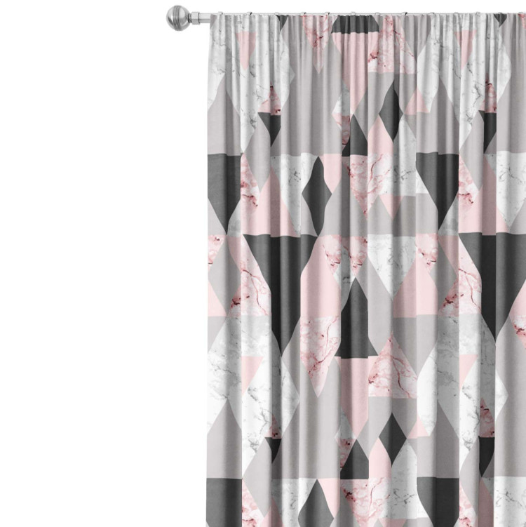 Decorative Curtain Powdery triangles - geometric, minimalist motif in shades of pink 147188 additionalImage 5