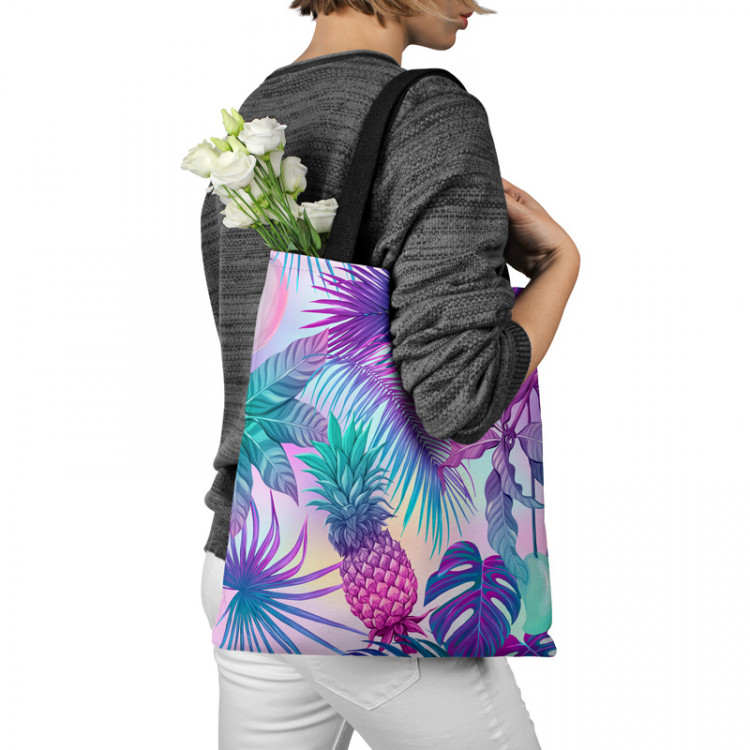 Shopping Bag Piña colada - neon graphic pattern with tropical flora 147488 additionalImage 3